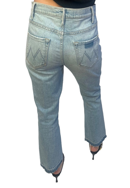 Mother Superior Blue Light Wash The Hustler Ankle Undone Hem. Size: 29