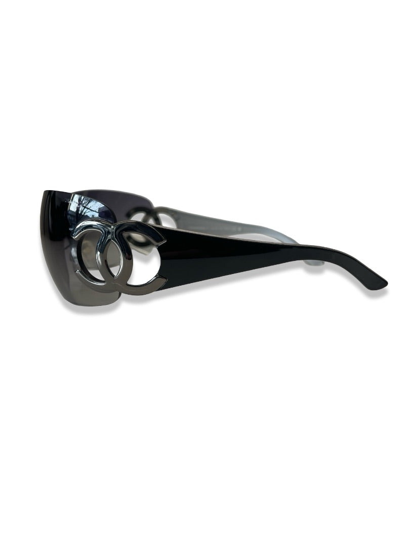 Chanel Grey Gradient Shield CC '4125' Sunglasses.