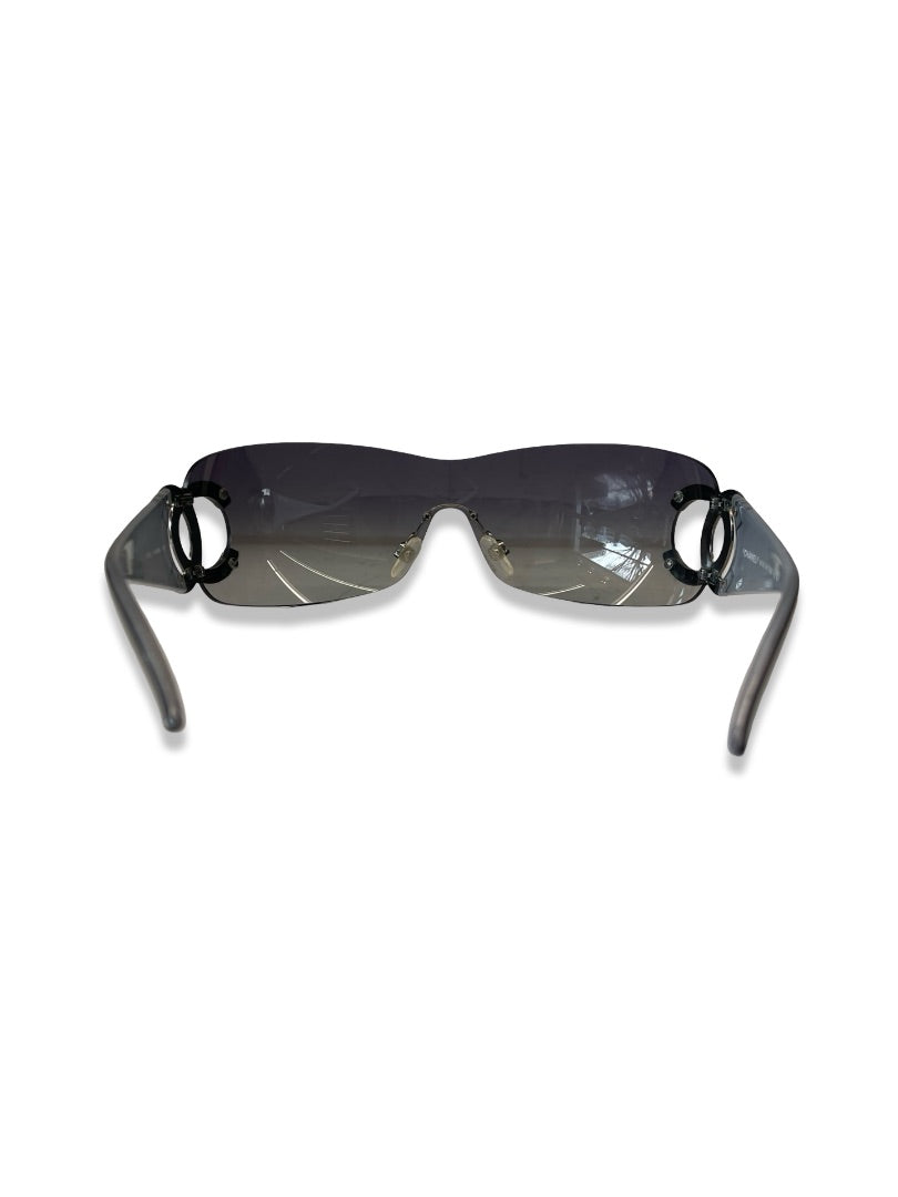 Chanel Grey Gradient Shield CC '4125' Sunglasses.