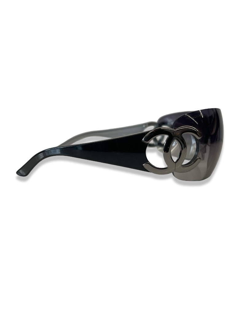 Chanel Grey Gradient Shield CC '4125' Sunglasses.