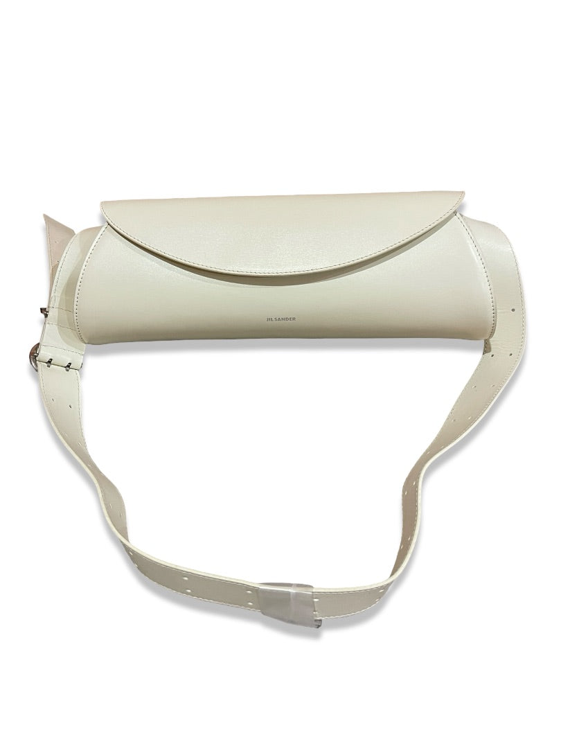 Jil Sander Cream Small Leather 'Cannolo' Bag.