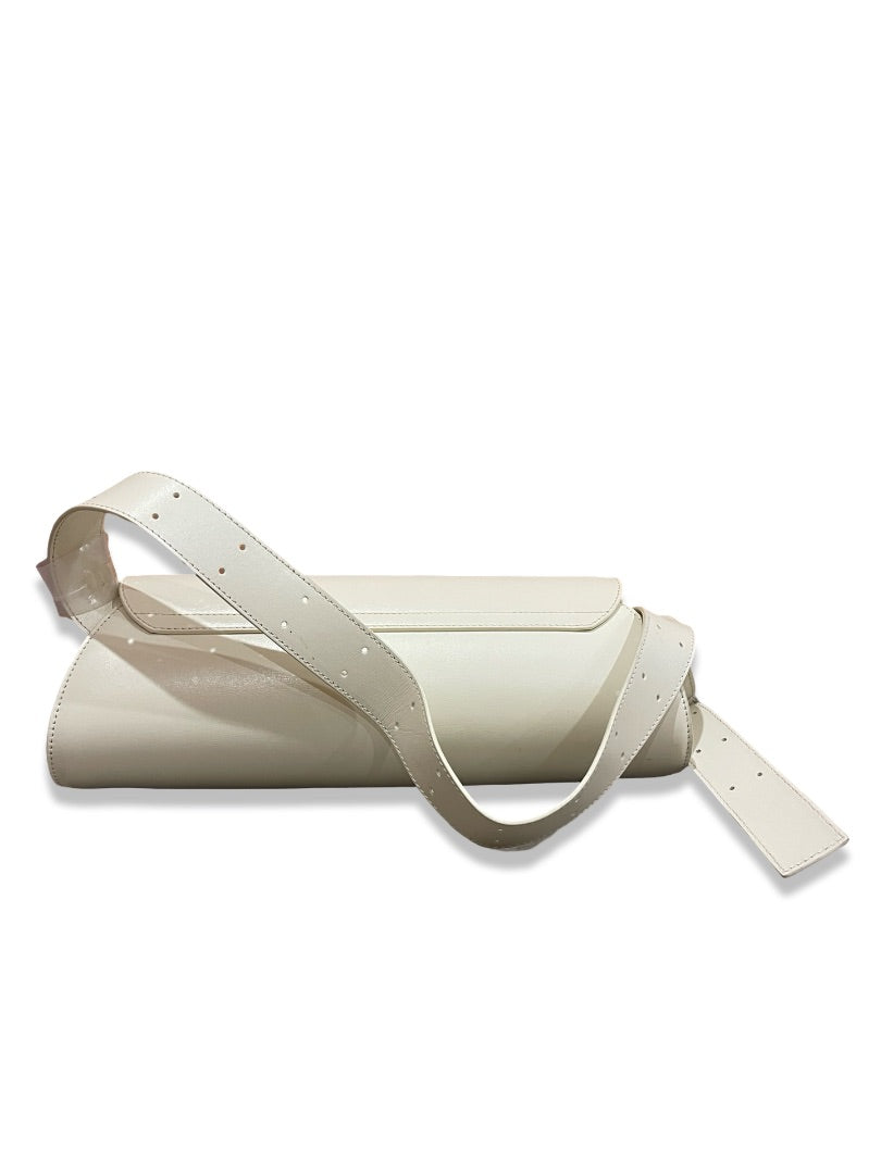 Jil Sander Cream Small Leather 'Cannolo' Bag.
