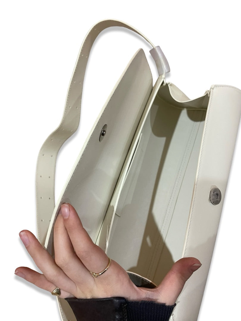 Jil Sander Cream Small Leather 'Cannolo' Bag.