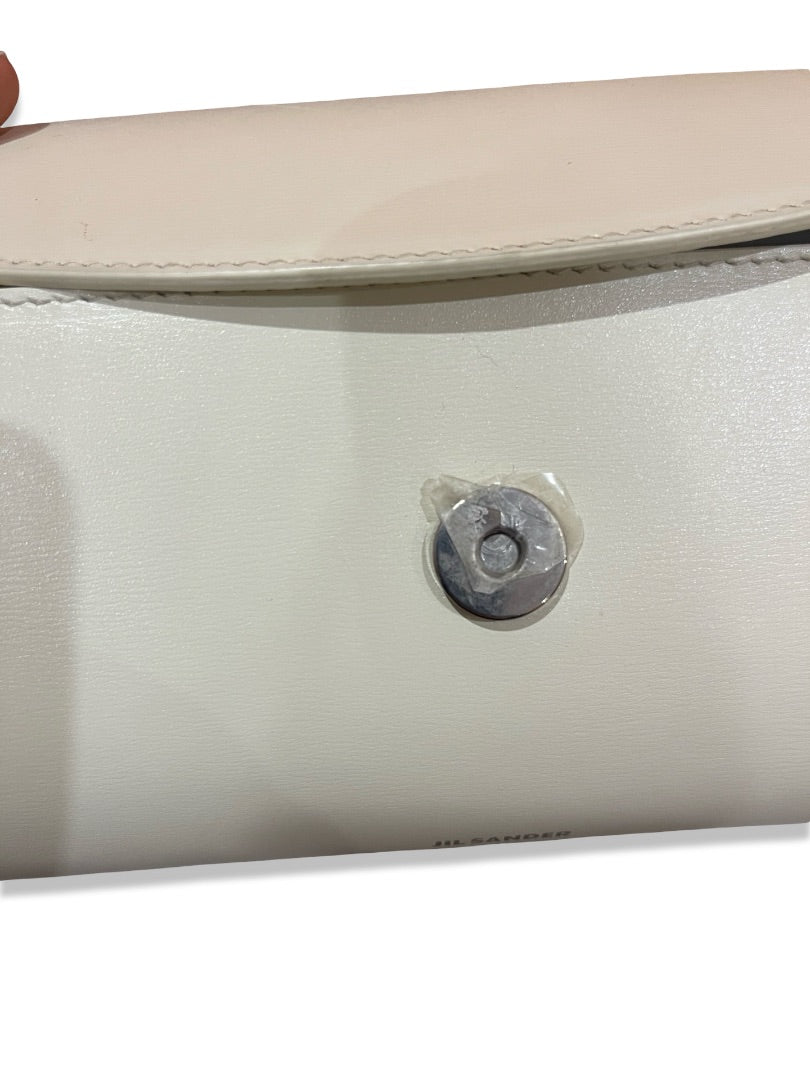 Jil Sander Cream Small Leather 'Cannolo' Bag.