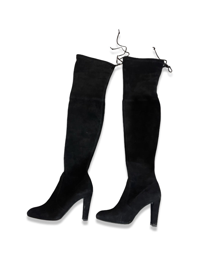 Stuart Weitzman Black Tideland OTK Suede Boots. Size: 37
