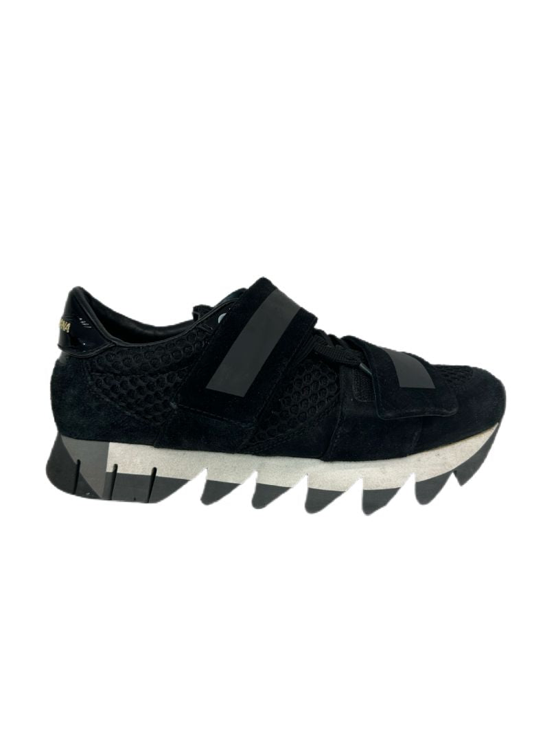 Dolce & Gabbana Black Suede Sneakers w Velcro Straps. Size: 37