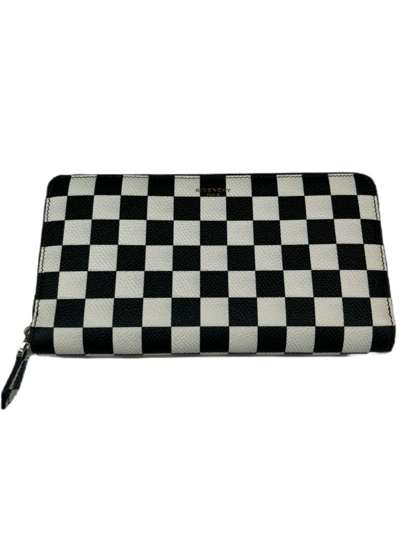 Givenchy Black & White Checkered Zip Wallet.