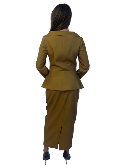 Sau Lee Mustard Skirt Suit Set. Size: 6