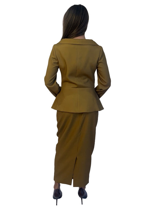 Sau Lee Mustard Skirt Suit Set. Size: 6