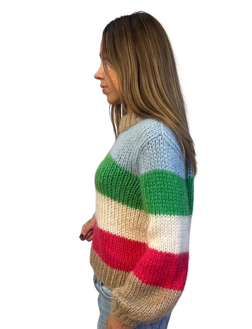 Ganni Multi-Colour Mohair / Wool Striped Knit Sweater. Size: S