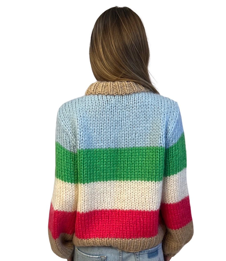Ganni Multi-Colour Mohair / Wool Striped Knit Sweater. Size: S