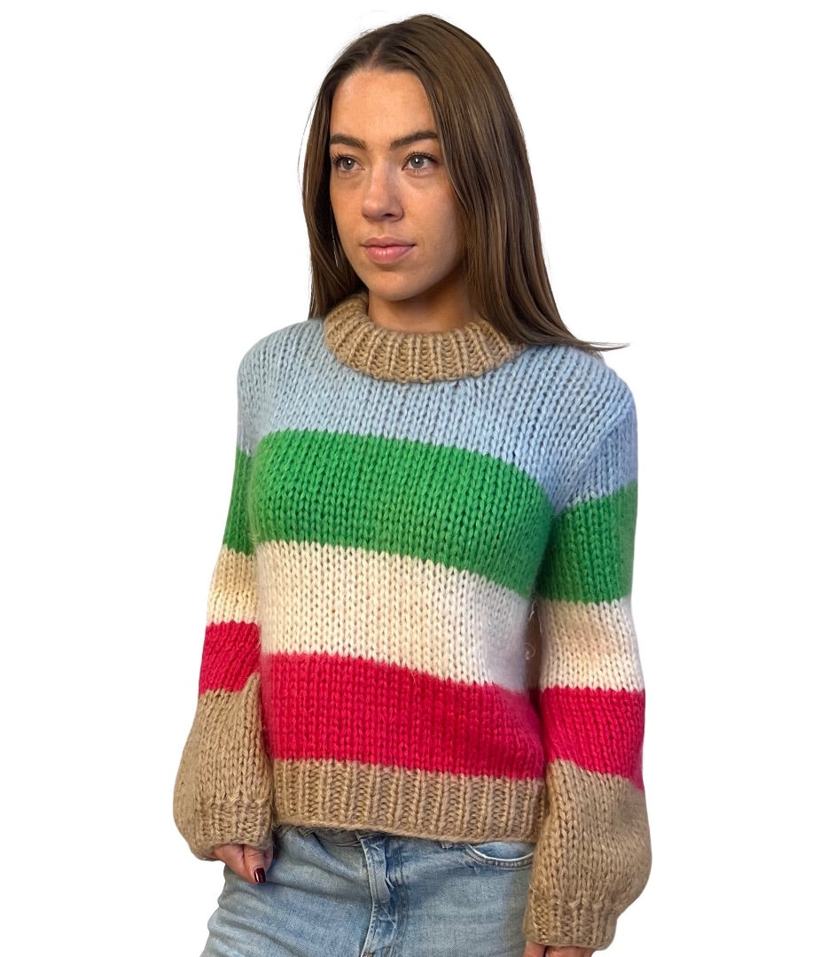 Ganni Multi-Colour Mohair / Wool Striped Knit Sweater. Size: S