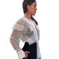 Givenchy White Sheer Button- Down Blouse w Ruffles. Size: 38