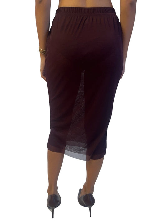 Camilla & Marc Burgundy 'Enigma' Sheer Skirt. Size: 6