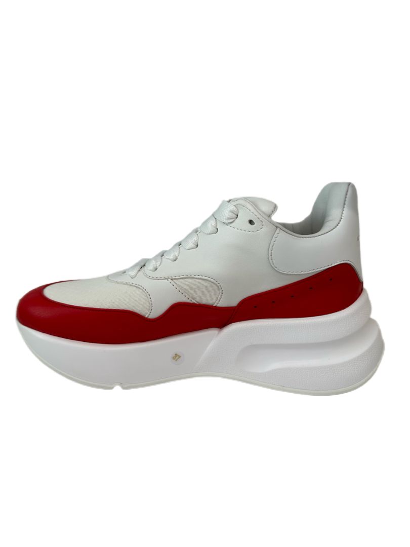 Alexander McQueen White & Red Gomma Lace-Up Sneakers. Size: 37