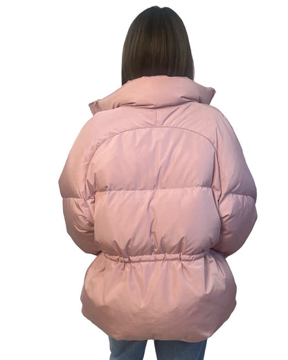 Ganni Pink Duck Down Puffer Coat. Size: 42