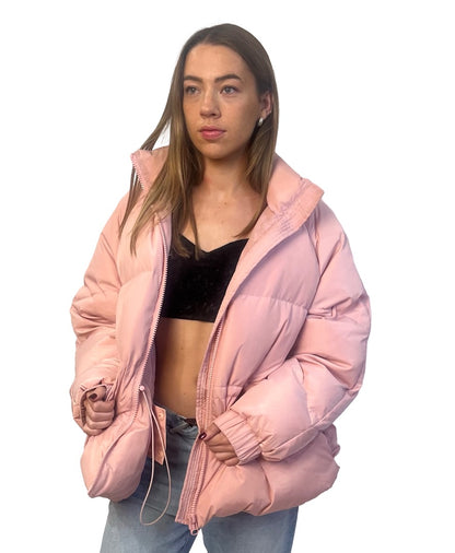 Ganni Pink Duck Down Puffer Coat. Size: 42