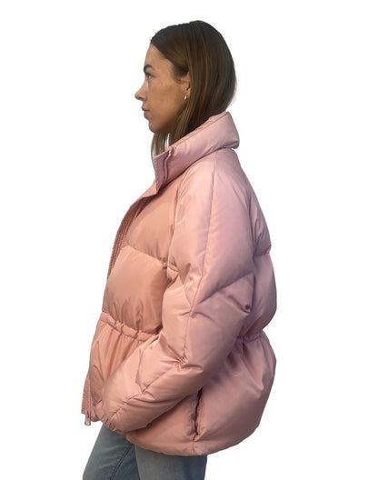 Ganni Pink Duck Down Puffer Coat. Size: 42