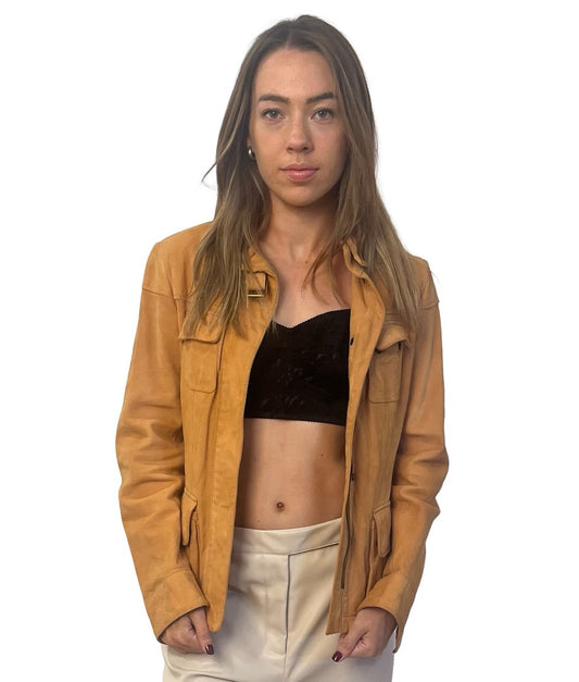 Banana Republic Camel Leather Jacket. Size: S