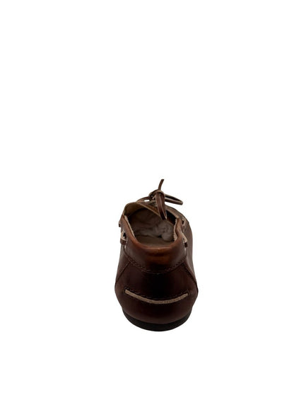 Miu Miu Brown Leather Bleach Effect Lace Up Boat Shoes. Size: 40