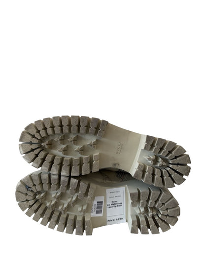 Gucci Neutral GG Matelasse Lace Up Boot. Size: 39
