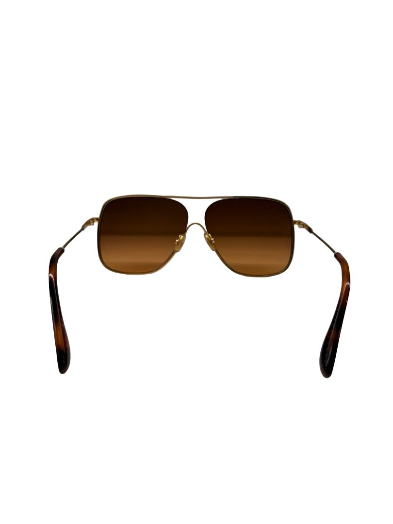 Victoria Beckham Gold/Gradient Brown Oversized Glasses.