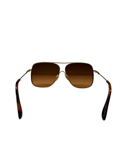 Victoria Beckham Gold/Gradient Brown Oversized Glasses.