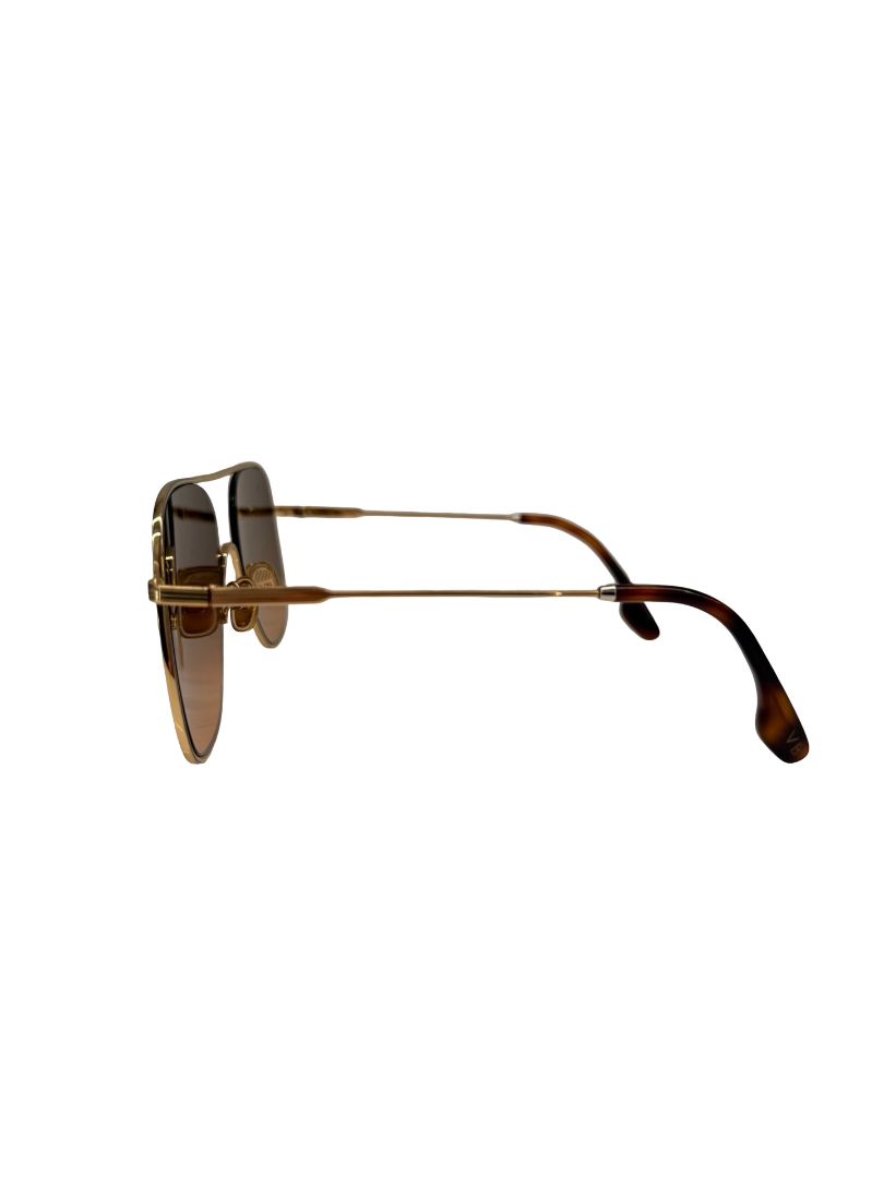 Victoria Beckham Gold/Gradient Brown Oversized Glasses.