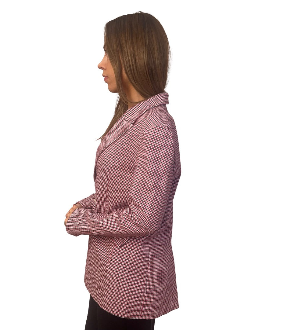 Maje Pink Houndstooth Double Breasted Blazer. Size: 38