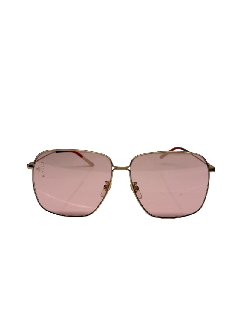 Gucci GG0394S Soft Pink Oversized Square Lens Glasses.