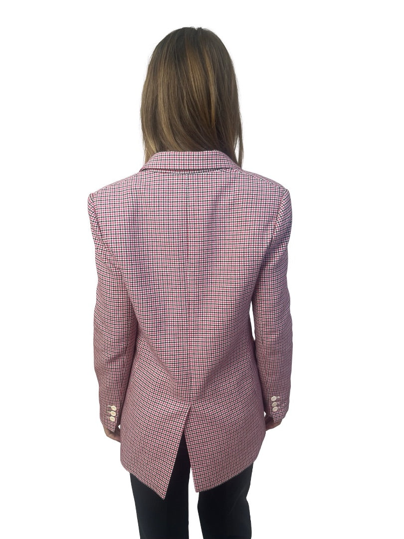Maje Pink Houndstooth Double Breasted Blazer. Size: 38