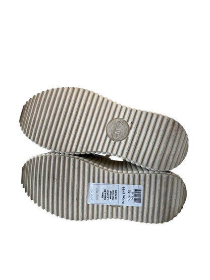Chloe White Nama 80 Leather Wedge Platform Sandals. Size: 40