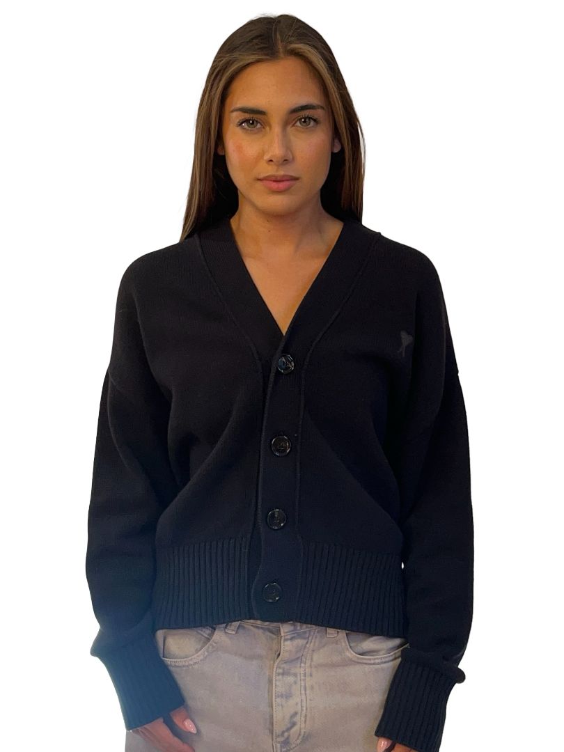 Ami Paris Black Cotton / Wool Cardigan . Size: XS