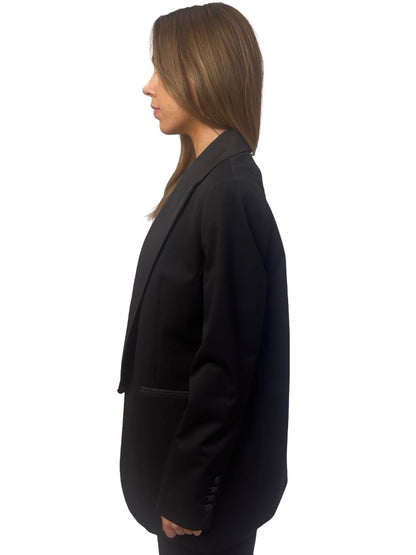 Les Coyotes de Paris Black Long Line Wool Blazer. Size: 40
