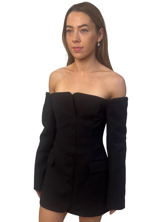 Sir The Label Black Tailored 'Sandrine' Off Shoulder Dress. Size: 1