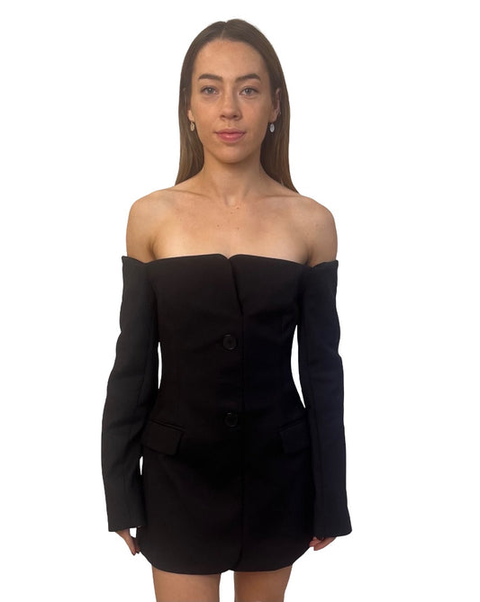 Sir The Label Black Tailored 'Sandrine' Off Shoulder Dress. Size: 1