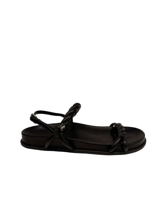 Jimmy Choo Black 'Diosa' Twisted Leather Strap Sandal. Size: 38