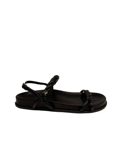Jimmy Choo Black Twisted Leather Strap 'Diosa' Sandal. Size: 38