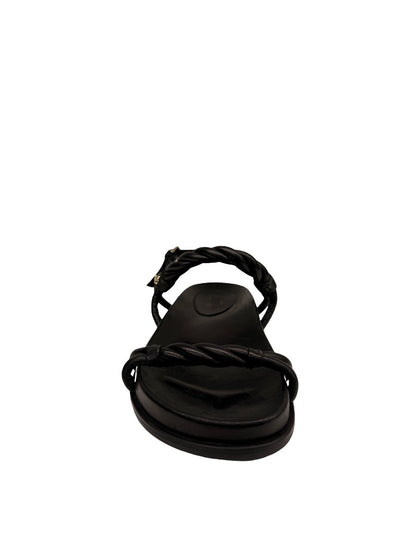 Jimmy Choo Black 'Diosa' Twisted Leather Strap Sandal. Size: 38