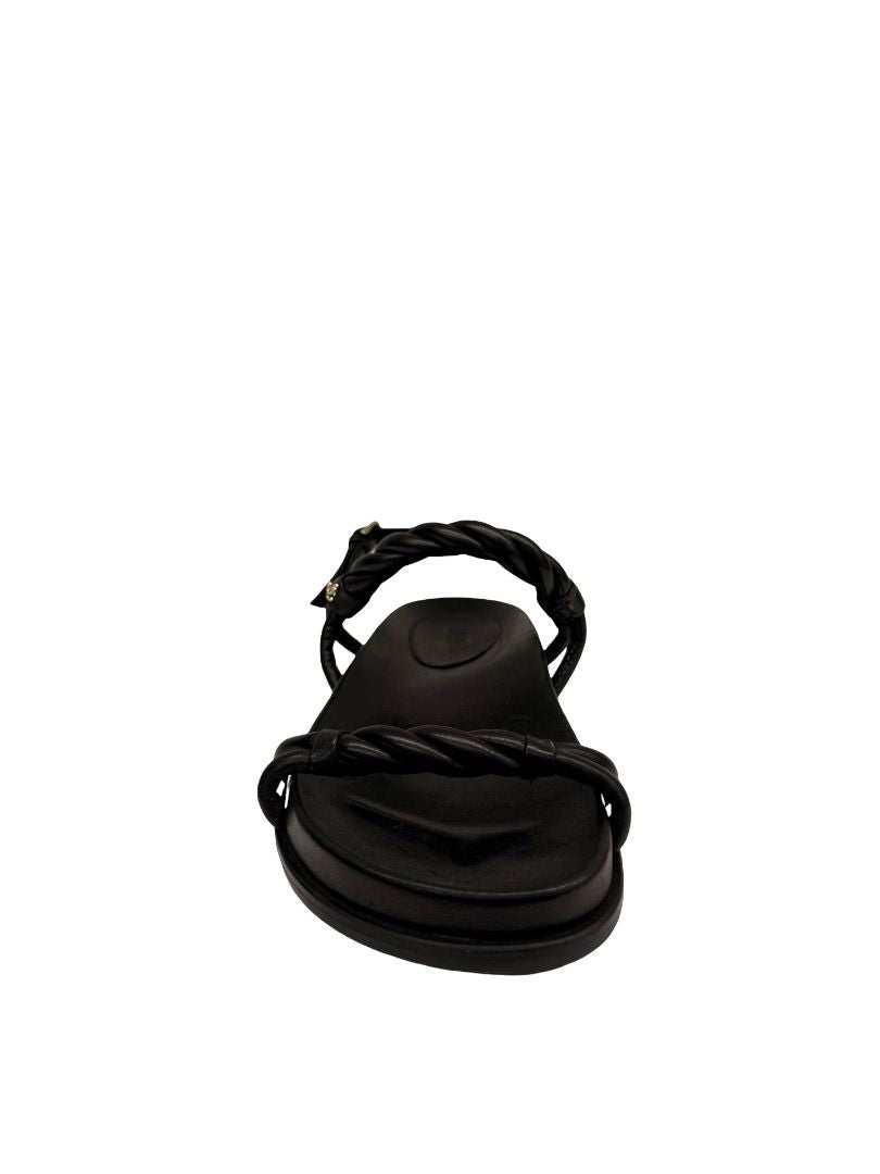 Jimmy Choo Black Twisted Leather Strap 'Diosa' Sandal. Size: 38