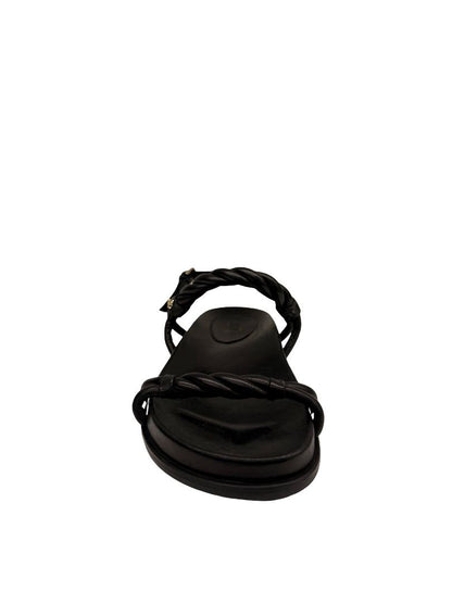 Jimmy Choo Black Twisted Leather Strap 'Diosa' Sandal. Size: 38