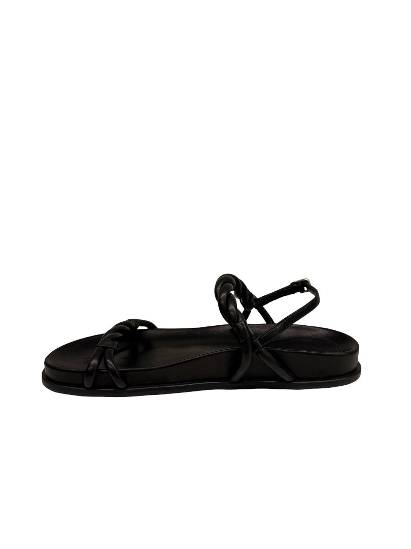 Jimmy Choo Black 'Diosa' Twisted Leather Strap Sandal. Size: 38