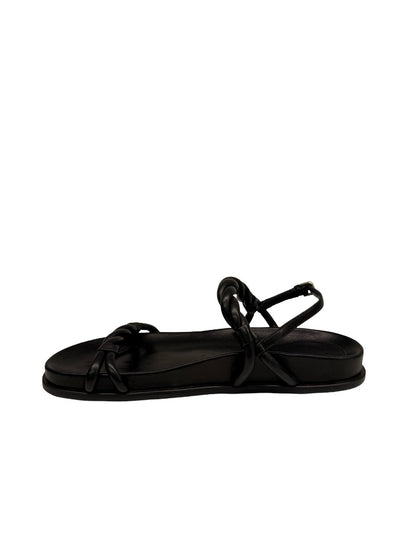 Jimmy Choo Black 'Diosa' Twisted Leather Strap Sandal. Size: 38