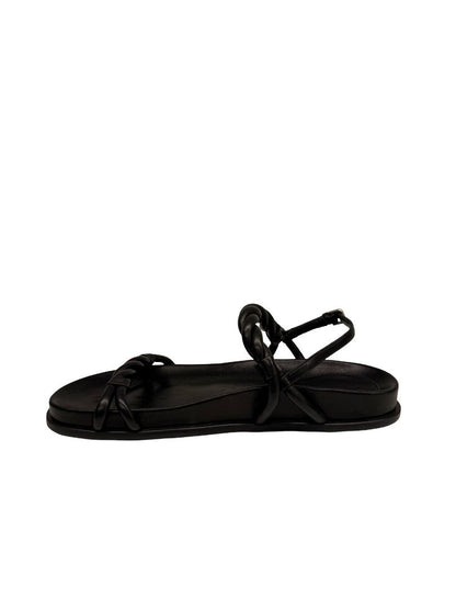 Jimmy Choo Black Twisted Leather Strap 'Diosa' Sandal. Size: 38