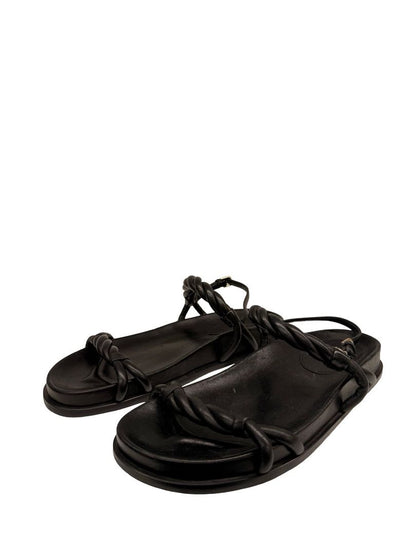Jimmy Choo Black Twisted Leather Strap 'Diosa' Sandal. Size: 38