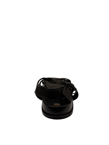 Toteme Black Leather Trimmed Interlocking Sandals. Size: 38