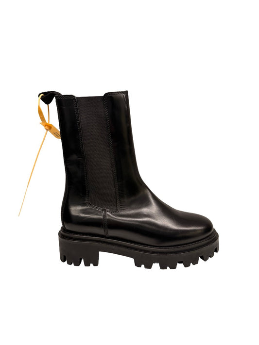 Isabel Marant 'Ceilee' Black Mid-Calf Leather Chelsea Boots. Size: 37