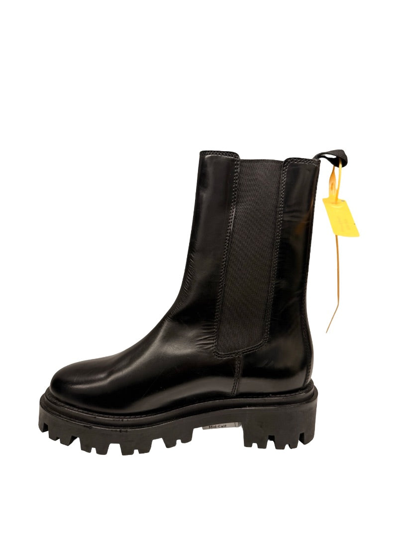 Isabel Marant 'Ceilee' Black Mid-Calf Leather Chelsea Boots. Size: 37