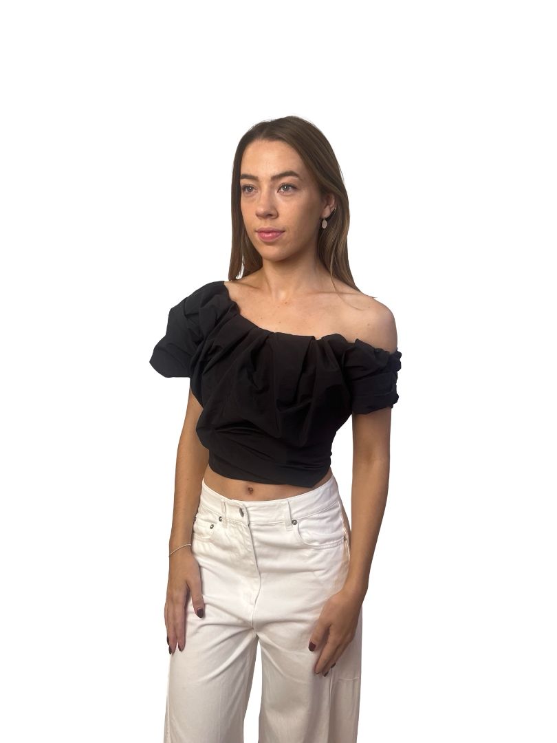 Paris Georgia Black Nylon Crop 'Rio' Bodice. Size: XS