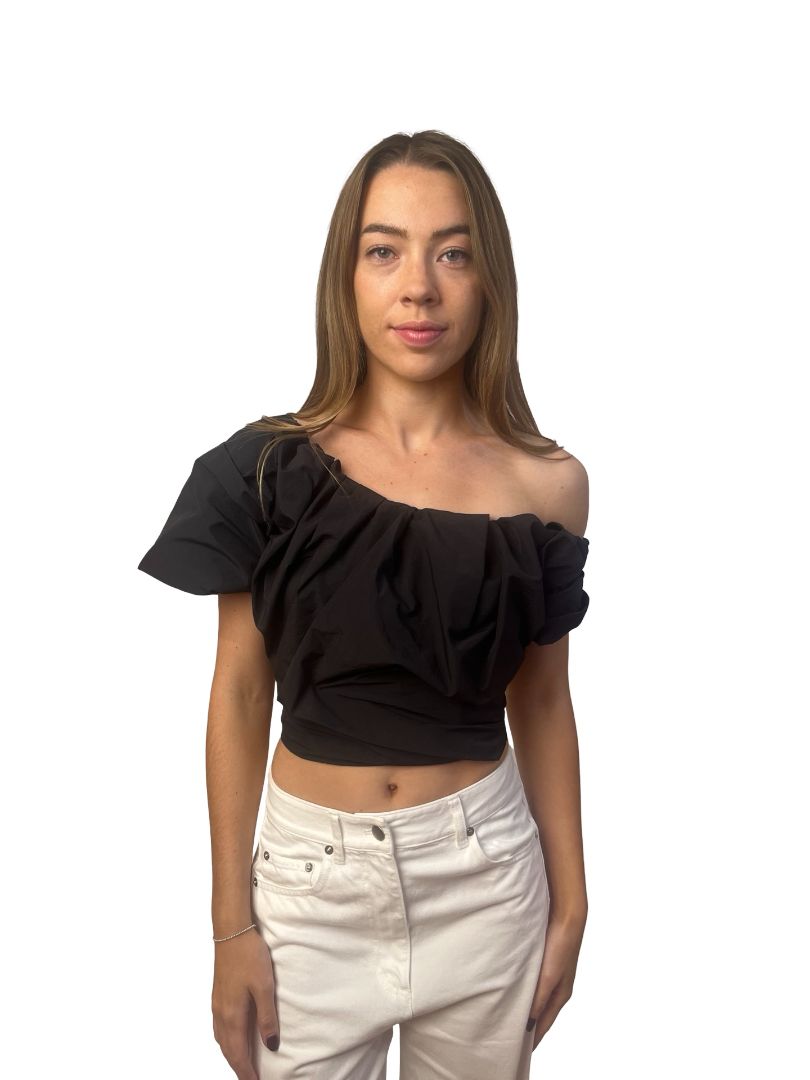 Paris Georgia Black Nylon Crop 'Rio' Bodice. Size: XS